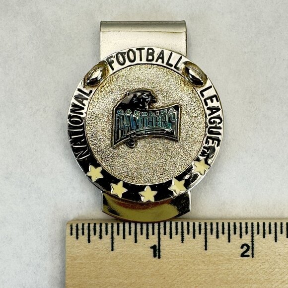 NFL Carolina Panthers Logo Money Clip Silver-tone Metal Football - Picture 5 of 6